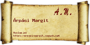 Árpási Margit névjegykártya